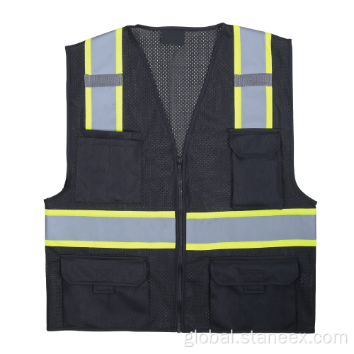 Black Reflective Safety Vest customized construction work black reflective safety vest Supplier